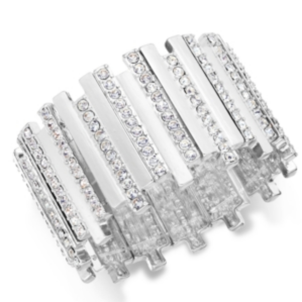 Thalia Sodi Silver and Crystal Pave Bar Stretch Bracelet Created for Macy's New